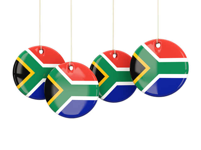 Four round labels. Download flag icon of South Africa at PNG format