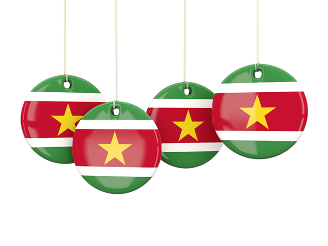 Four round labels. Download flag icon of Suriname at PNG format