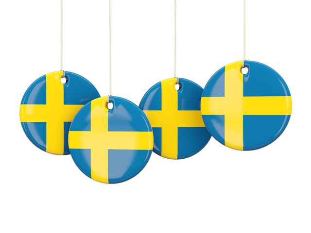 Four round labels. Download flag icon of Sweden at PNG format