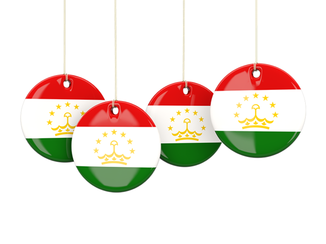 Four round labels. Download flag icon of Tajikistan at PNG format