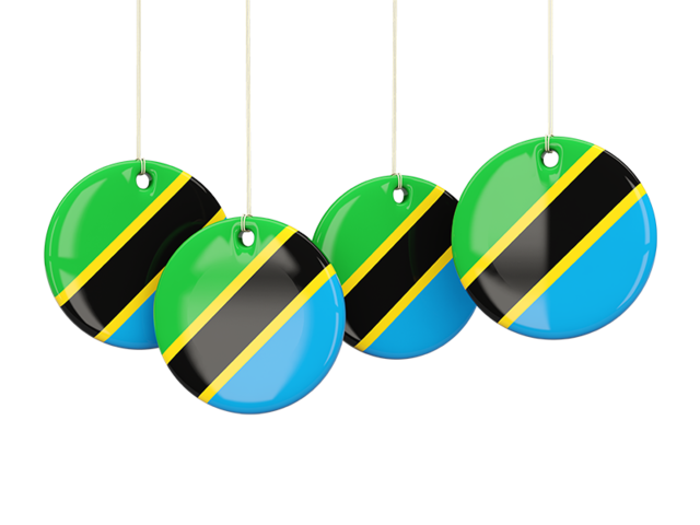 Four round labels. Download flag icon of Tanzania at PNG format