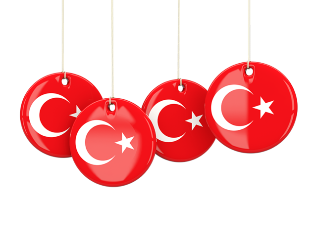 Four round labels. Download flag icon of Turkey at PNG format