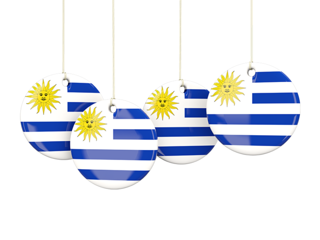 Four round labels. Download flag icon of Uruguay at PNG format