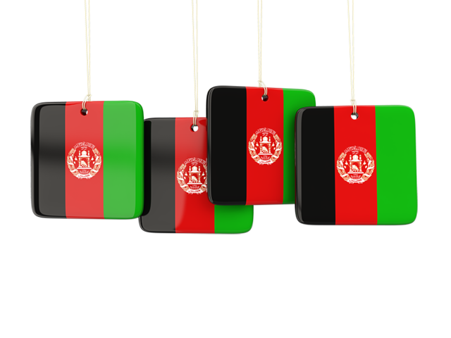 Four square labels. Download flag icon of Afghanistan at PNG format