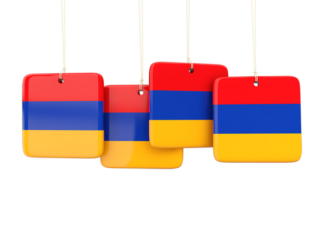 Four square labels. Download flag icon of Armenia at PNG format