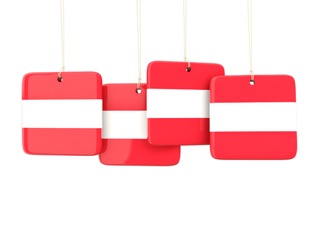 Four square labels. Download flag icon of Austria at PNG format