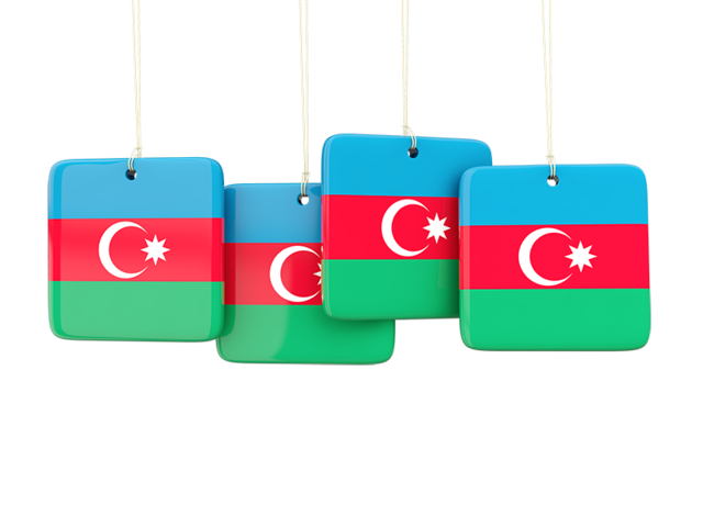 Four square labels. Download flag icon of Azerbaijan at PNG format