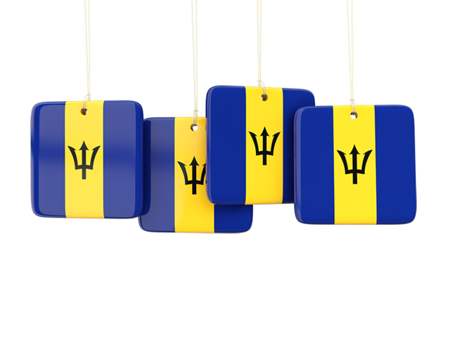 Four square labels. Download flag icon of Barbados at PNG format