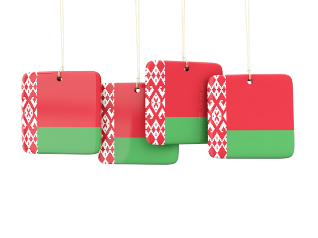 Four square labels. Download flag icon of Belarus at PNG format