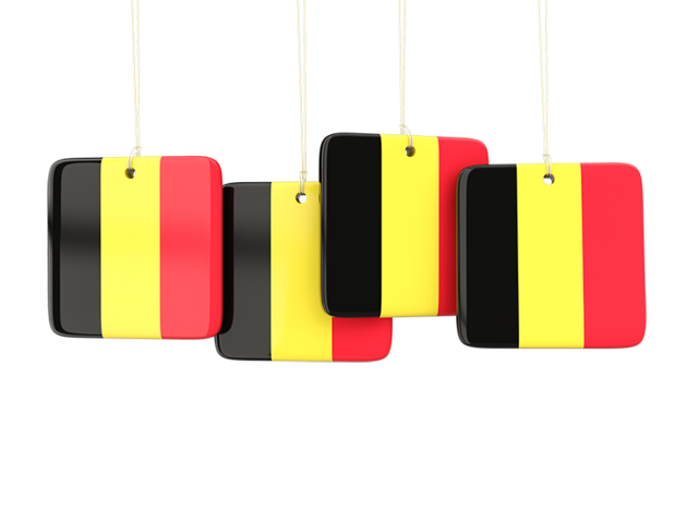 Four square labels. Download flag icon of Belgium at PNG format