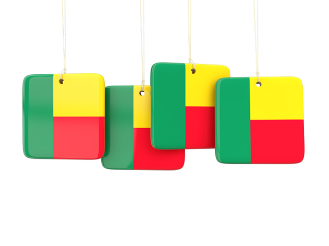 Four square labels. Download flag icon of Benin at PNG format