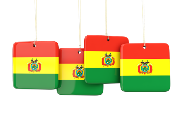 Four square labels. Download flag icon of Bolivia at PNG format