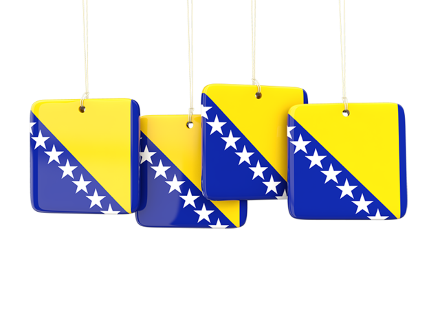 Four square labels. Download flag icon of Bosnia and Herzegovina at PNG format