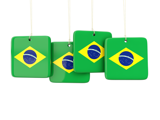 Four square labels. Download flag icon of Brazil at PNG format