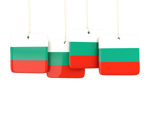 Four square labels. Download flag icon of Bulgaria at PNG format