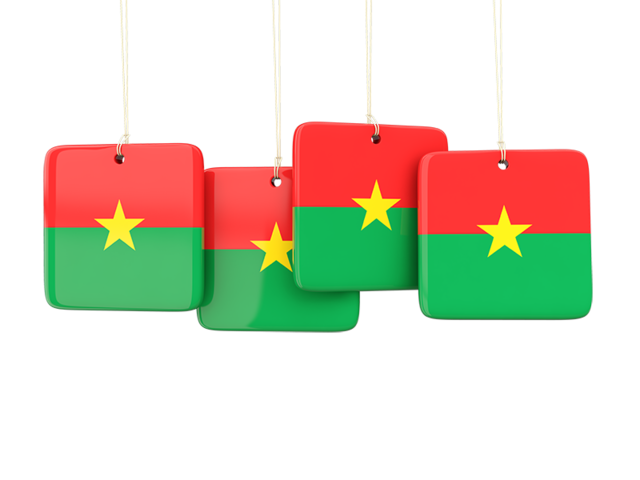 Four square labels. Download flag icon of Burkina Faso at PNG format