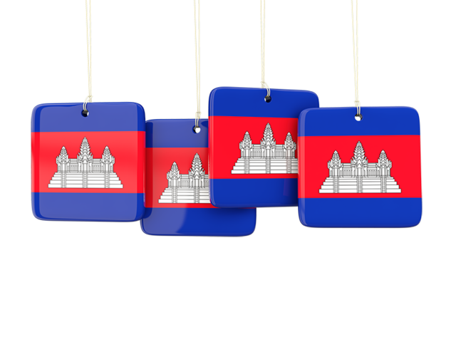 Four square labels. Download flag icon of Cambodia at PNG format