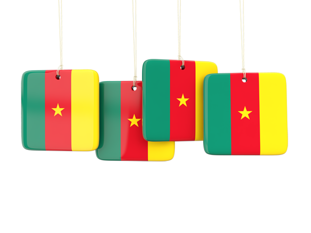 Four square labels. Download flag icon of Cameroon at PNG format