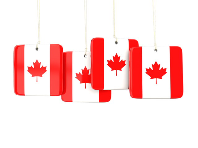Four square labels. Download flag icon of Canada at PNG format