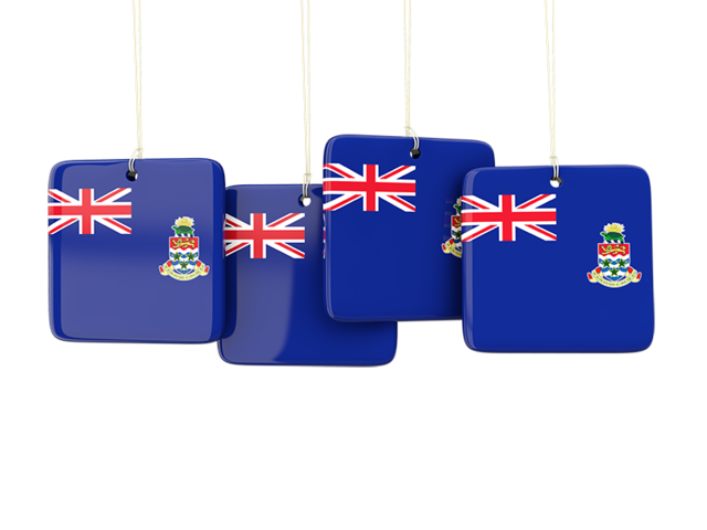 Four square labels. Download flag icon of Cayman Islands at PNG format