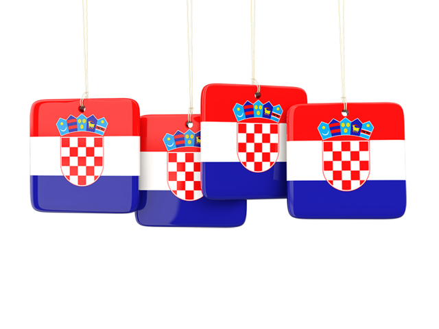 Four square labels. Download flag icon of Croatia at PNG format