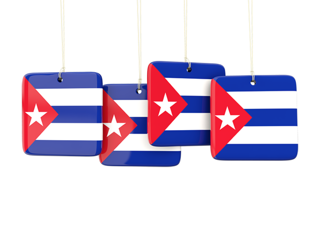 Four square labels. Download flag icon of Cuba at PNG format