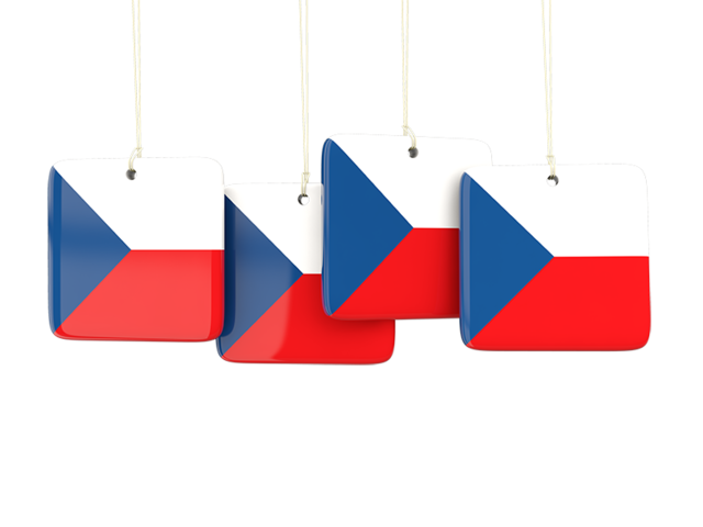 Four square labels. Download flag icon of Czech Republic at PNG format