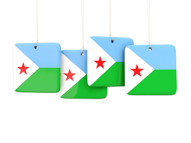 Four square labels. Download flag icon of Djibouti at PNG format