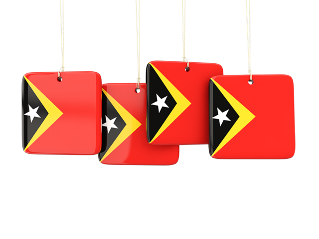 Four square labels. Download flag icon of East Timor at PNG format