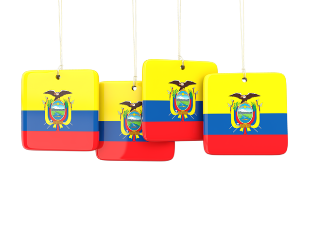 Four square labels. Download flag icon of Ecuador at PNG format
