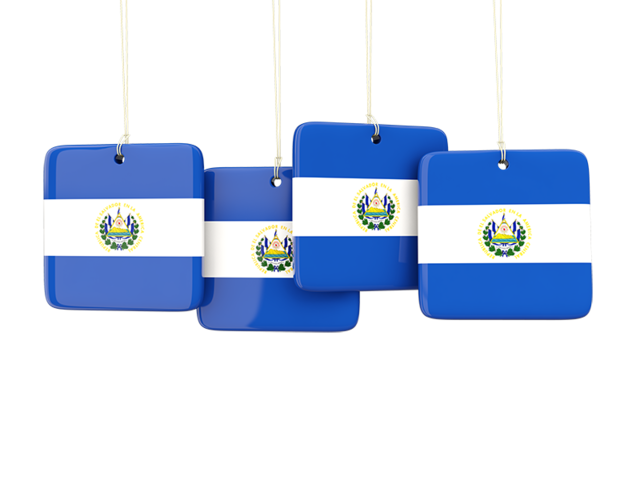 Four square labels. Download flag icon of El Salvador at PNG format