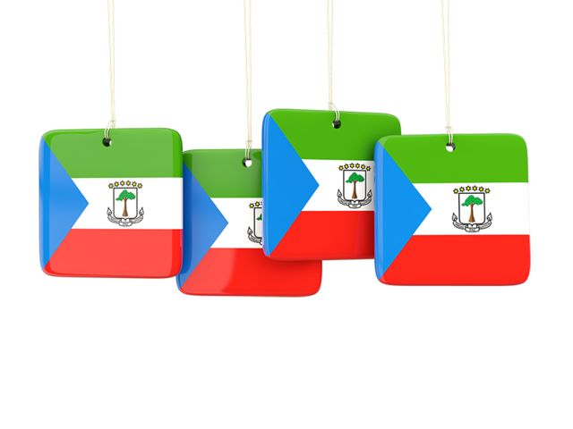 Four square labels. Download flag icon of Equatorial Guinea at PNG format