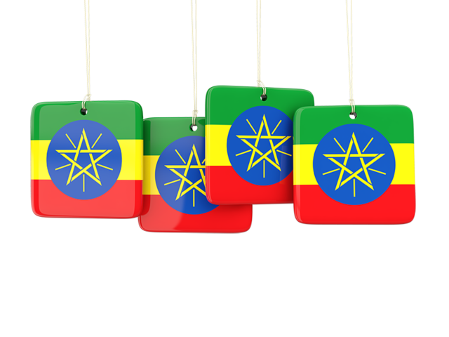 Four square labels. Download flag icon of Ethiopia at PNG format