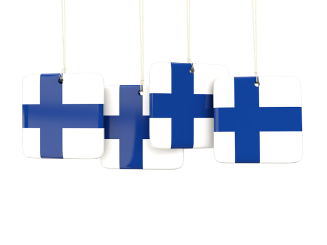 Four square labels. Download flag icon of Finland at PNG format