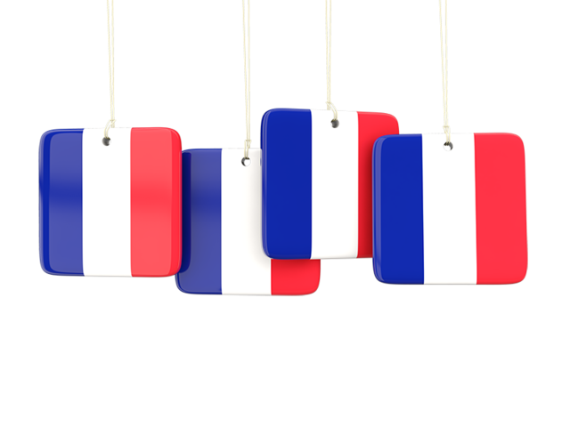 Four square labels. Download flag icon of France at PNG format