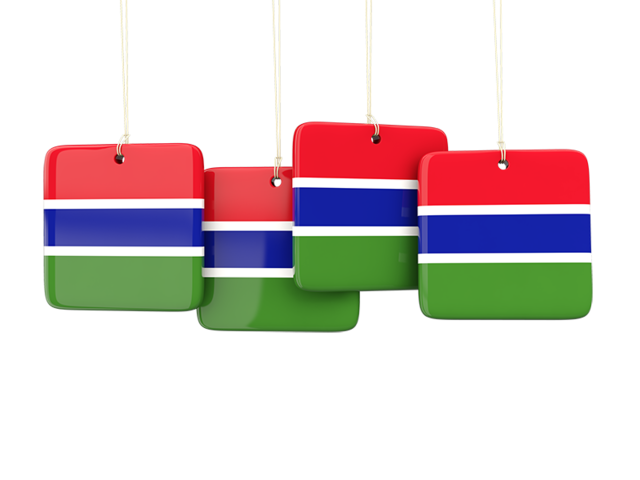 Four square labels. Download flag icon of Gambia at PNG format