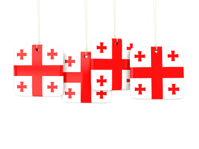 Four square labels. Download flag icon of Georgia at PNG format