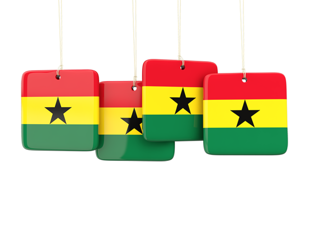 Four square labels. Download flag icon of Ghana at PNG format