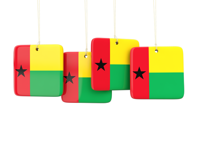 Four square labels. Download flag icon of Guinea-Bissau at PNG format