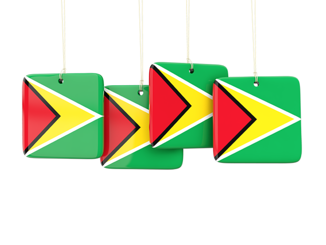 Four square labels. Download flag icon of Guyana at PNG format