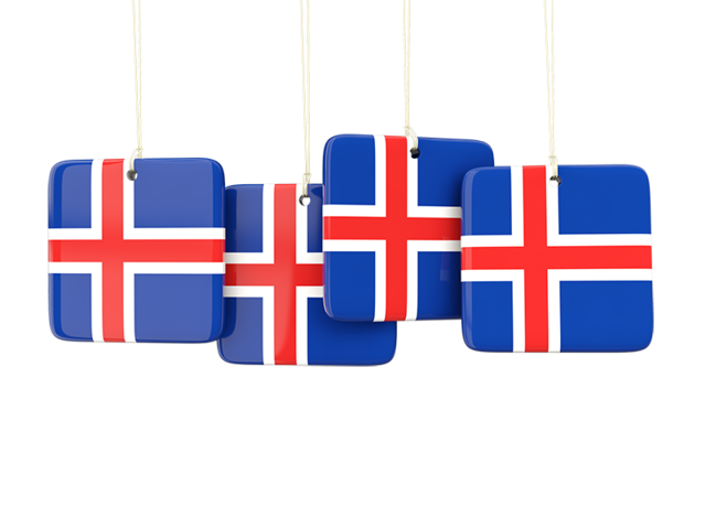 Four square labels. Download flag icon of Iceland at PNG format