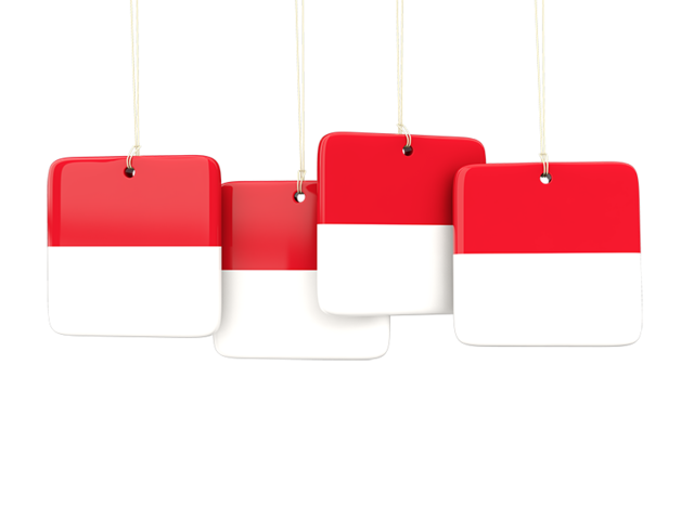 Four square labels. Download flag icon of Indonesia at PNG format