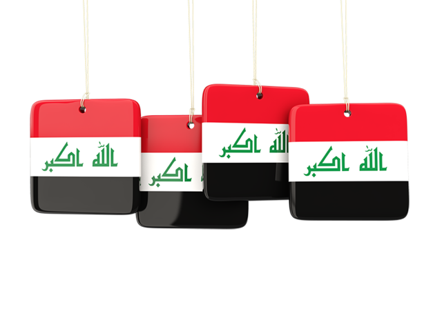 Four square labels. Download flag icon of Iraq at PNG format
