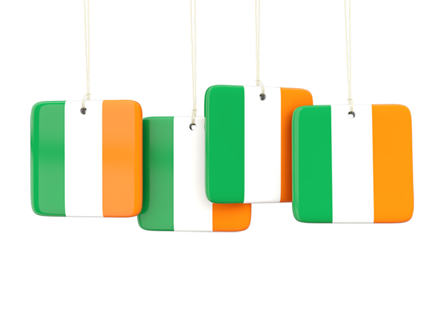 Four square labels. Download flag icon of Ireland at PNG format