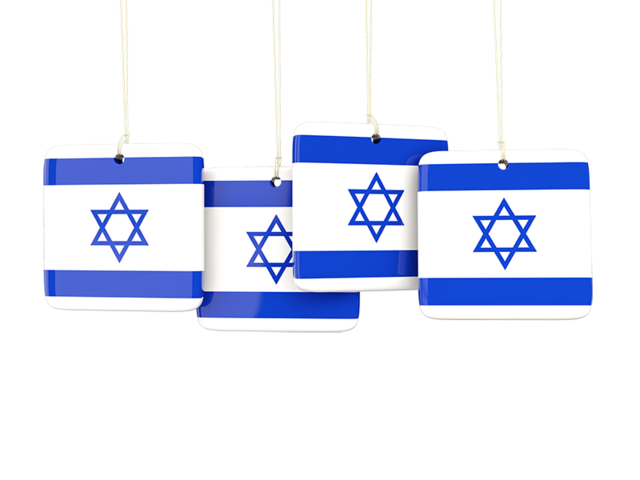 Four square labels. Download flag icon of Israel at PNG format