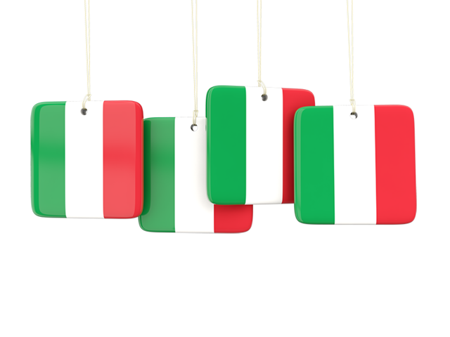 Four square labels. Download flag icon of Italy at PNG format