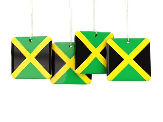 Four square labels. Download flag icon of Jamaica at PNG format