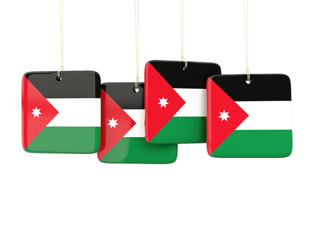 Four square labels. Download flag icon of Jordan at PNG format