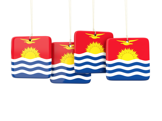 Four square labels. Download flag icon of Kiribati at PNG format