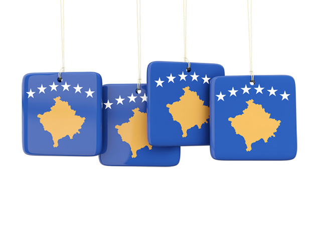 Four square labels. Download flag icon of Kosovo at PNG format